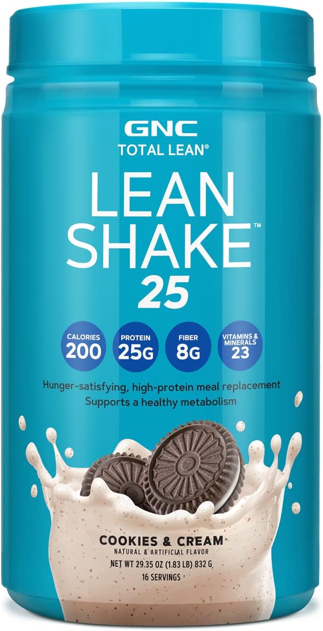 GNC Total Lean | Lean Shake 25 Protein Powder | High-Protein Meal Replacement Shake | Cookies and Cream | 16 Servings
