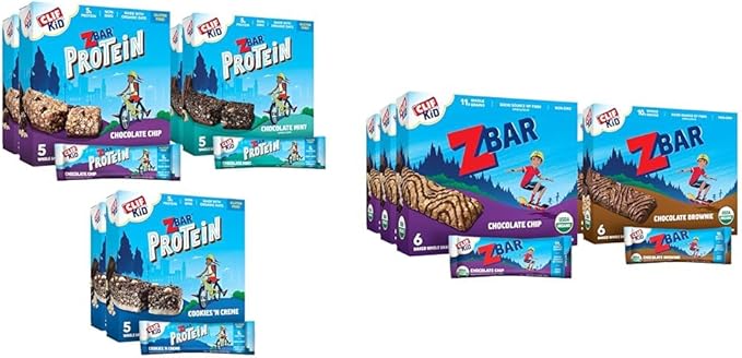 CLIFF Kid Zbar Protein Chocolate Bars &amp Zbar Chocolate Brownie and Chocolate Chip Variety Pack - 30 Count 1.27 oz. and 36 Count 1.27 oz. Bars