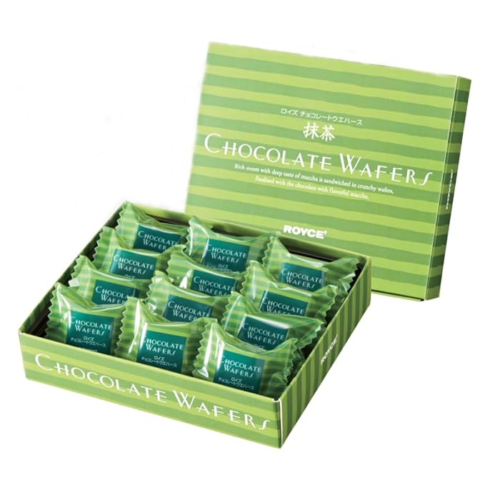 ROYCE' Chocolate Wafers Matcha - Premium Chocolate Wafers with Flavorful Filling| Perfect Gourmet Snack for Gifting &amp Indulging | Japanese Chocolate from Hokkaido (12 Pieces of Chocolate)