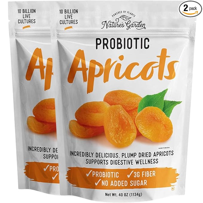 Nature's Garden Probiotic Apricots - Dried Fruit Plump Dried No Added Sugar Gluten-Free Dairy-Free Vegan – Bulk 40 Oz Bag (Pack of 2)
