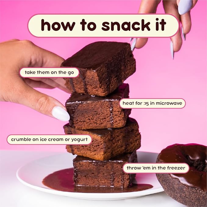 Prime Bites High Protein Brownie (12 Per Box Chocolate Glazed Donut) - 19g of Protein 5g of Collagen Gluten Free Low Sugar Treat Delicious Protein Snack