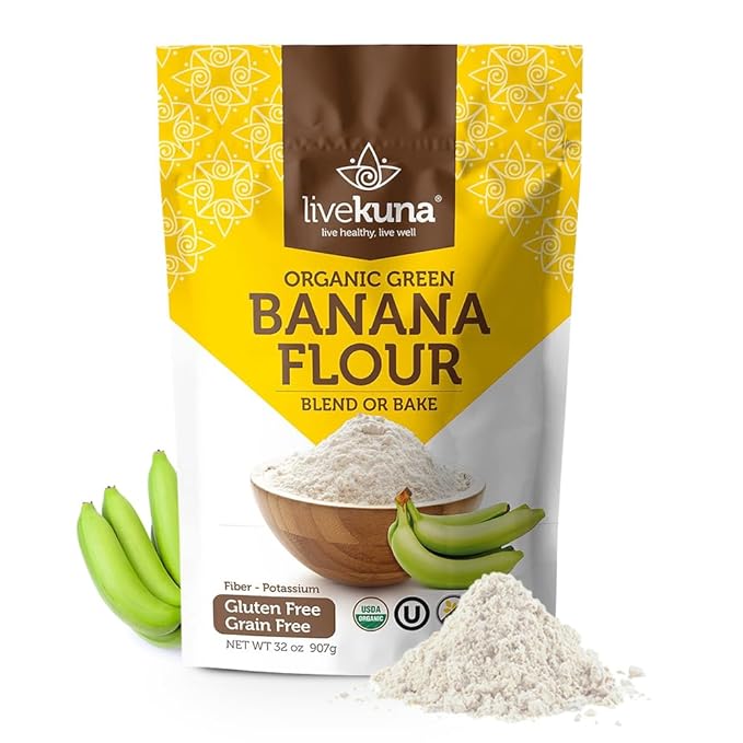LiveKuna Organic Banana Flour - Gluten Free All Purpose Flour Alternative For Baking &amp Cooking Recipes - Grain Free Vegan Banana Flour Rich In Fiber &amp Vitamins for Keto &amp Paleo Diets 32o