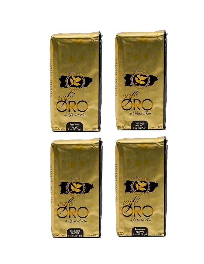 Cafe Oro de P.R. - Puerto Rican Ground Coffee by Cafe Oro Puerto Rico Inc - 2 lbs VALUE PACK - 8 ounce bag (Count of 4)