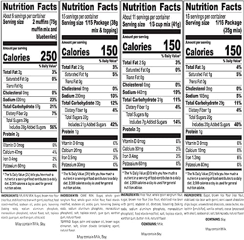 Krusteaz Gluten Free Mix Variety Pack: Blueberry Muffin Cinnamon Crumb Cake Double Chocolate Brownie and Pancake Mix (Bundle of 4)