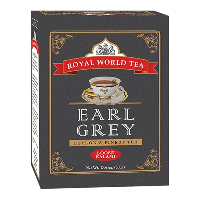 Royal World Loose Leaf Earl Grey Tea – Premium Blend of Bergamot &amp Ceylon Black Tea – Ideal for London Fog &amp Iced Drinks – Perfect for Recipes – Sourced from Sri Lanka – Minimal Packaging 17.