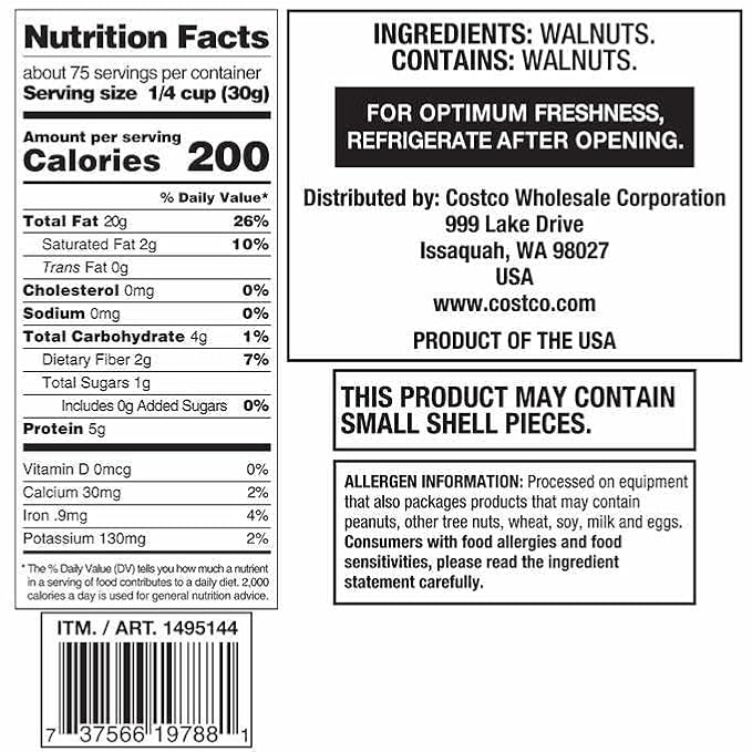Generic Premium Quality Walnut Halves and Pieces Certified Kosher Sustainably Sourced and Grown in the USA Bulk Pack of 5 lbs (80 oz) - Ideal for Baking Snacking and Healthy Diet
