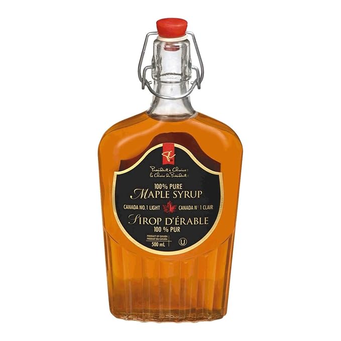 Glass President's Choice 100% Pure Syrup Maple 16.91 Ounce