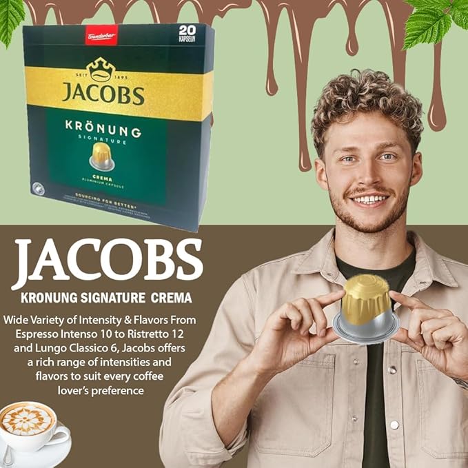 Jacobs KRONUNG CREMA 10x20 CAPSULES Coffee Capsules Compatible with (052 USD/1 CAP)