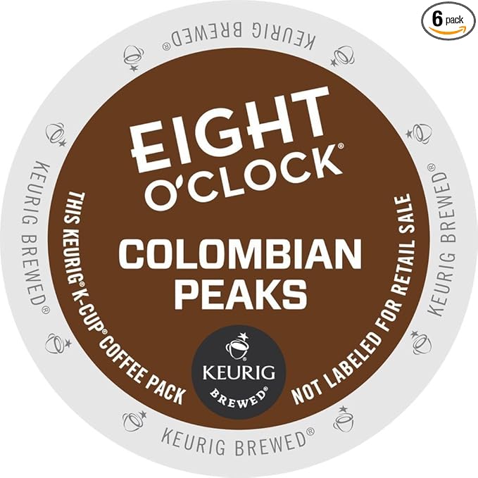 Eight O Clock Colombian Peaks Single-Serve Keurig K-Cup Pods Medium Roast Coffee 144 Count (6 Boxes of 24 Pods)