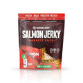 Kaimana Jerky Wild Caught Salmon Jerky - Organic Dried Fish Strips Rich in Omega-3 &amp Protein Low-Calorie Gluten-Free Low Sodium &amp Sugar - Original Teriyaki &amp Spicy Flavors - 9 Pack (0