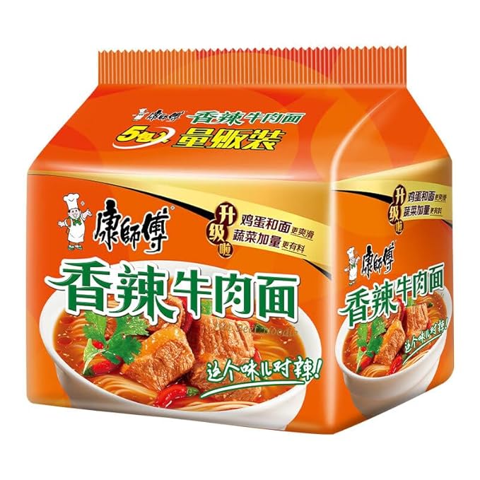 Chinese food Instant noodles 康师傅 方便面 香辣面五连包104g*5 泡面袋装