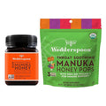 Bundle - Wedderspoon Raw Premium Manuka Honey KFactor 16 (35.2 Oz) and Manuka Honey Lollipops (24 Count)