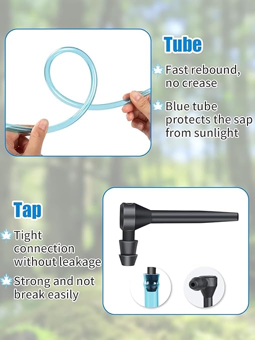 20 Set Maple Syrup Tapping Kit - Maple Tree Taps and 3ft Food Grade Tubing Drop Lines Extractors Syrup Spile Sugaring Starter Supplies