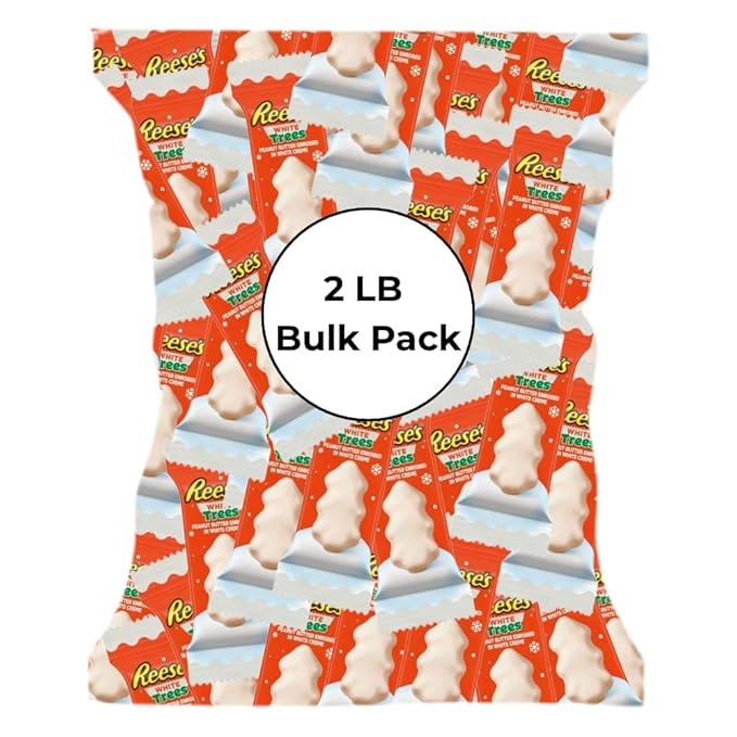 CandyKrave Resees White Trees Milk Chocolate Candy - (2lb 55 Pieces) Bulk Snack Size Resees Easter Chocolate candy - Individually wrapped PeanutButter candy for Easter Bithday Party &amp Other Ocass