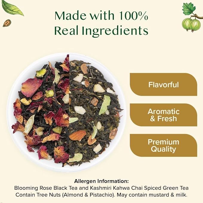 VAHDAM World Top 20 Favourites Tea Sampler Set | Loose Leaf Tea (100+ Cups) | Tea Variety Pack with Green Herbal Black &amp Chai Brew | Vacuum Sealed For Freshness | Brew Hot &amp Cold