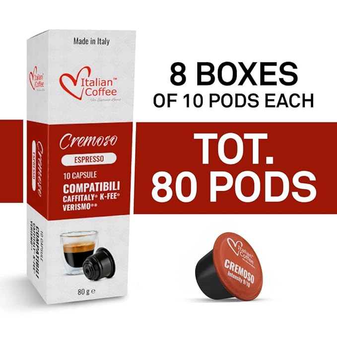 ITALIAN COFFEE FOR ESPRESSO LOVERS Italian Coffee capsules compatible with Verismo CBTL Caffitaly K-fee systems (80 pods CREMOSO blend)