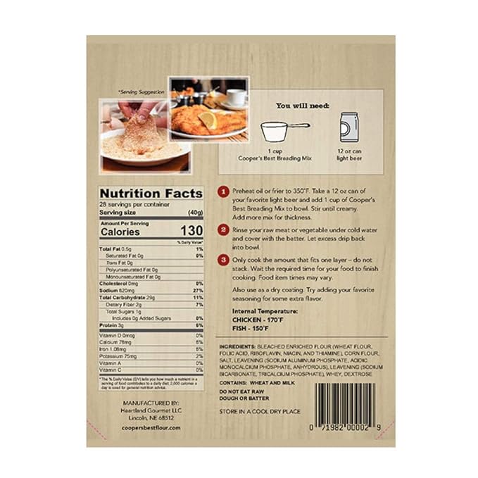 Cooper's Best Breading Mix | All Purpose Breading for Meat Seafood or Vegetables | 2.5 lb Bag | 2 Pack | CB1015