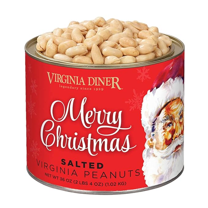 Virginia Diner Merry Christmas Gourmet Extra Large Salted Virginia Peanuts 36oz