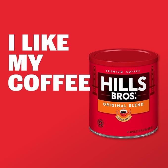 Hills Bros. Perfect Balance Ground Coffee – Premium Arabica Coffee Beans – Medium Roast Rich Flavor Cup After Cup – Recyclable Steel Can for Freshness – Certified Kosher – 10.3oz Can Pack of 6