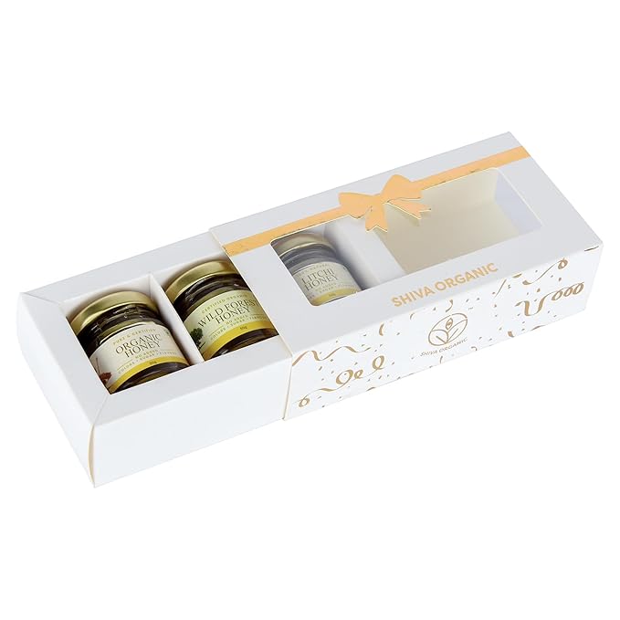 White and Gold Gift Box (3 x 50g Natural Honey)
