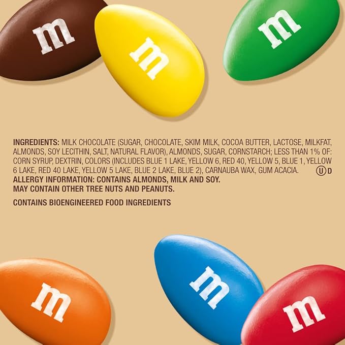 M&ampM’S Almond Milk Chocolate Candy Sharing Size 8.6 Ounce Chocolate Candy Bulk Pack of 8