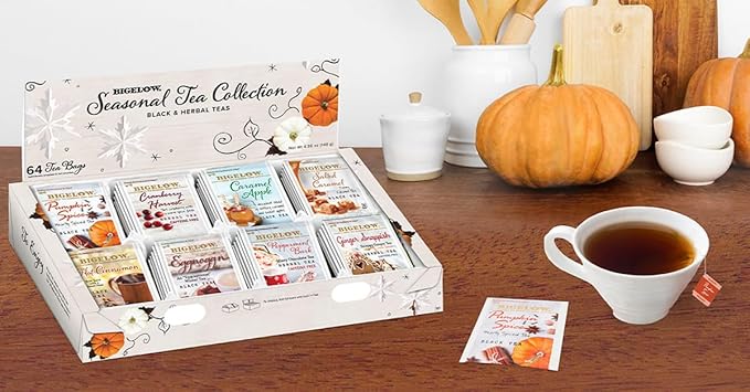 Bigelow Tea Seasonal Collection Variety Gift Box Sampler 64 Tea Bags (Pack of 2)
