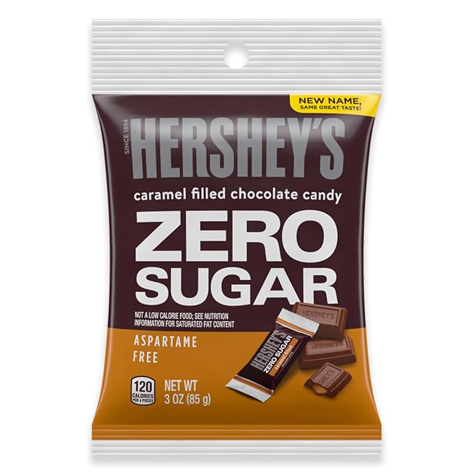 Smiling Sweets Zero Sugar Hershey Variety of Caramel Filled Chocolates Peppermint Patties Peanut Butter Cups Perfect Stocking Stuffer Amazing Taste for the Whole Family - 3 oz Bags (Pack of 5)