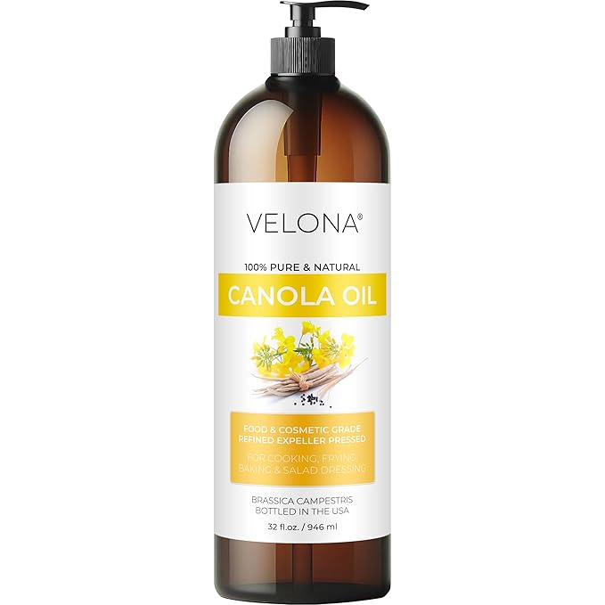 velona Canola Seed Oil 32 fl oz | 100% Pure and Natural Carrier Oil | Refined Expeller pressed | Cooking Dressing Skin Face Body Hair Care | Use Today - Enjoy Results