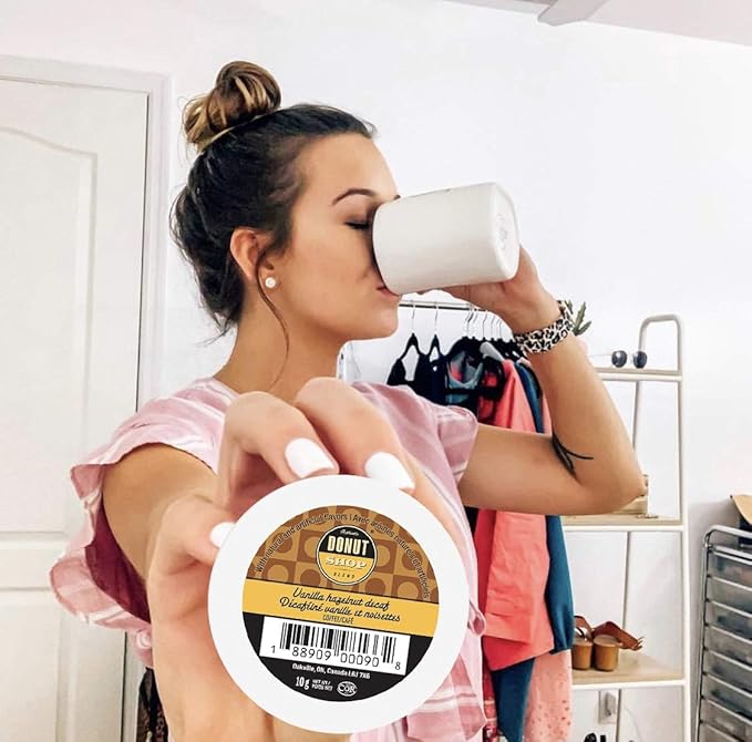 Authentic Donut Shop Blend Medium Roast Coffee Pods Decaf Vanilla Hazelnut Single Serve Cups for Keurig K Cup Brewers 24 Count per Box 2 Boxes