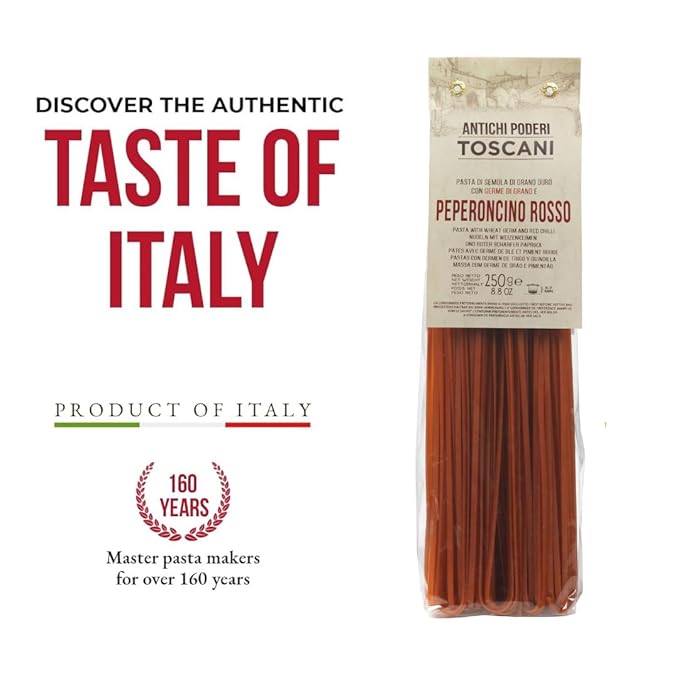 ANTICHI PODERI TOSCANI Handmade Flavored Pasta Red Chili Linguine 8.8oz | Imported from Italy Pack of 2