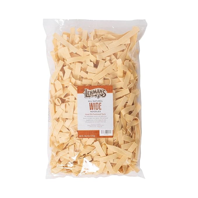 Lehman's Homemade Egg Noodles All Natural USA Made Amish Pasta Case of Four Big 40 oz Bags Wide .5 Inch Width