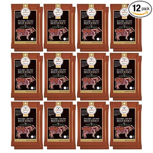 Aufschnitt Grass Fed Beef Jerky - Low Sodium Certified Kosher - Made in USA - Keto Friendly - 12 Pack Sweet Chipotle