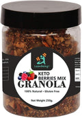 Astha Leanbeing Keto Berries Mix Granola 250G | Low Carb Cereal Gluten &amp Grain Free- Low Fat High Protein Keto Cereals Energy Snack