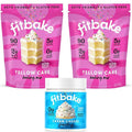 FitBake Yellow Cake Baking Mix and Cream Cheese Frosting Bundle | 0g to 2g Net Carbs Per Serving | Keto Friendly Low Carb Food | Gluten Free Desserts | No Added Sugar