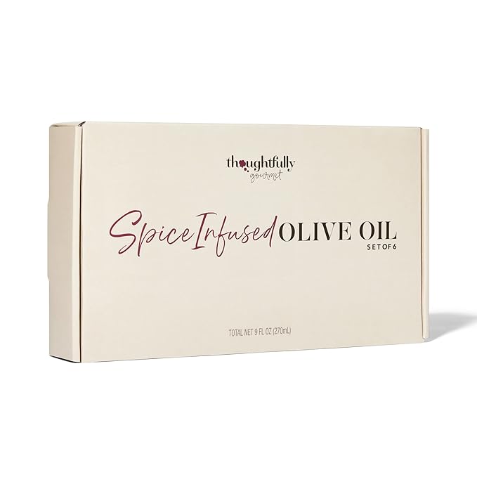 Thoughtfully Gourmet Spice Infused Olive Oil Gift Set Premium Extra-Virgin Olive Oil from Spain Flavors Include Chili Rosemary Lemon Spicy Garlic Herbes de Provence and Tuscan Set of 6