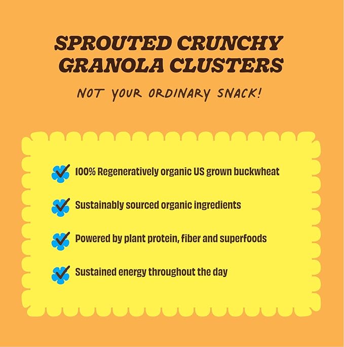 Clusterbucks Superfood Clusters – Grain-Free Keto-Friendly Granola with Regeneratively Grown Sprouted Buckwheat– Gluten-Free Low-Carb Organic Healthy Snack (3-Pack Bucks 'n Honey)