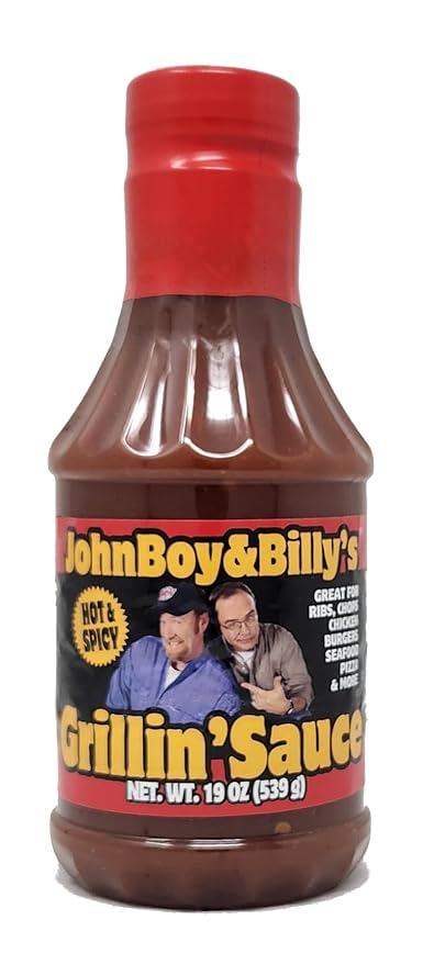 JohnBoy and Billy's Grillin Seasonings Barbeuce Sauces and Grilling Rubs (Hot and Spicy Sauce 19oz)