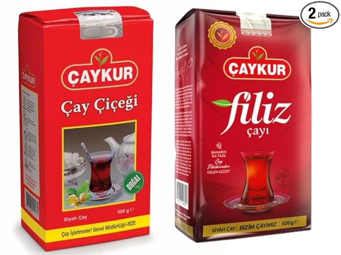 ÇAYKUR Black Tea Duo Filiz &amp Caycicegi Youngest Tea buds &amp Smooth Loose Leaf Blend Perfect for Daily Enjoyment for Breakfast 500g / 17.6 Oz each