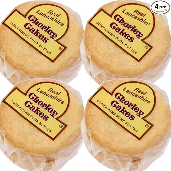 Real Lancashire Chorley Cakes | Infused with Pure Butter &amp Currants in Shortcrust Pastry | Delicious British Fly Pie | Tasty Addition to Tea Time or Snack Break | 9.17 Oz | 4 Cakes (Pack of 4)
