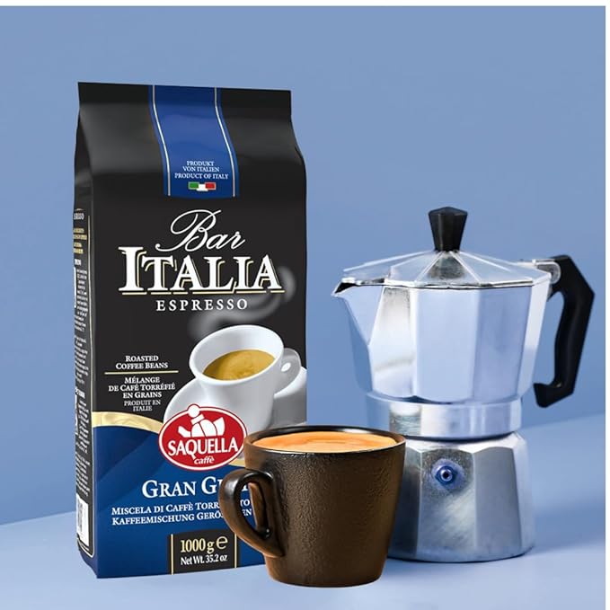 Saquella Kaffee Bar Italia Gran Gusto Espresso Coffee Beans 1kg (2.2 lb) | Authentic Italian Espresso | Full-Bodied Aroma &amp Smooth Crema | Perfect for Espresso Machines