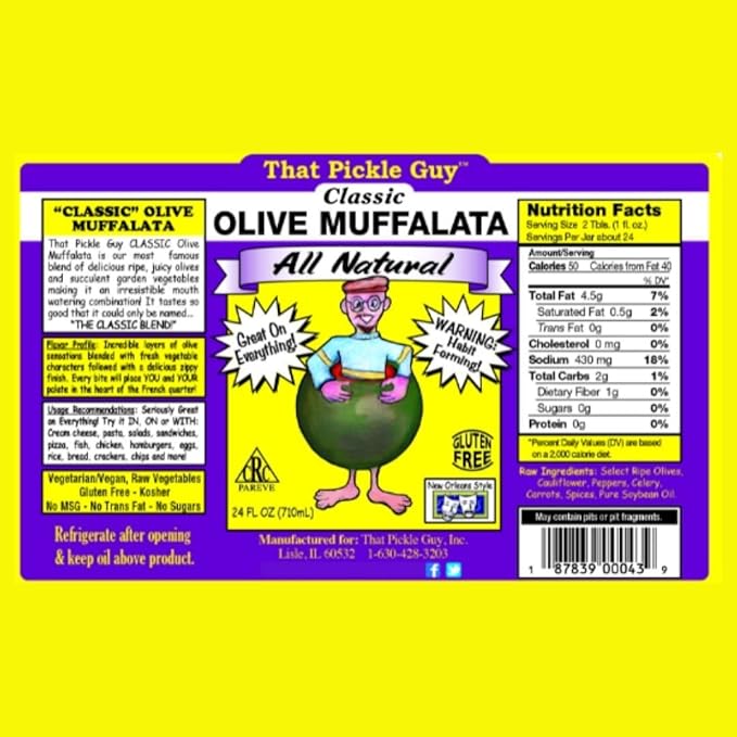 That Pickle Guy New Orleans Style Classic Olive Muffalata Gluten Sugar-Free All Natural Vegan Best with any Deli Rich in Flavor USA Made 24-oz