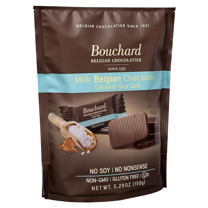 Bouchard Belgian Milk Chocolate with Caramel &amp Sea Salt (5.29 OZ / 150g) (Pack of 3)