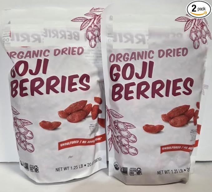 Organic Made Nature Sun-Dried Unsulfured GOJI Berries 20oz 567g (Two Bags) standard