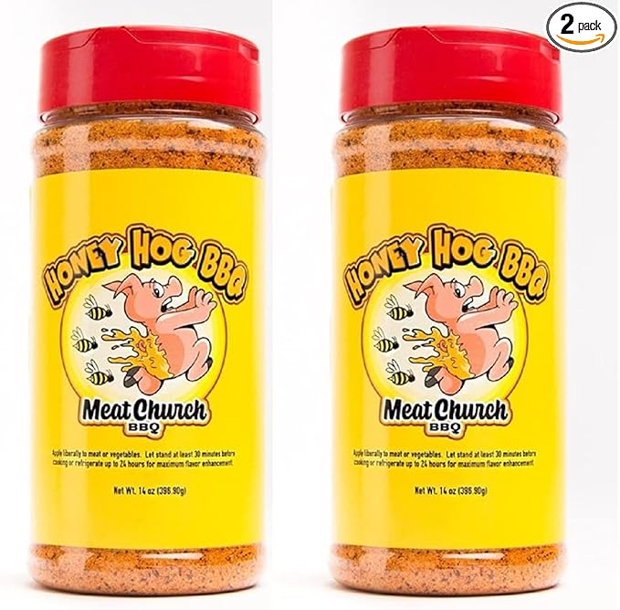 Meat Church BBQ Rub Combo: Two Bottles of Honey Hog (14 oz) BBQ Rub and Seasoning for Meat and Vegetables Gluten Free Total of 28 Ounces