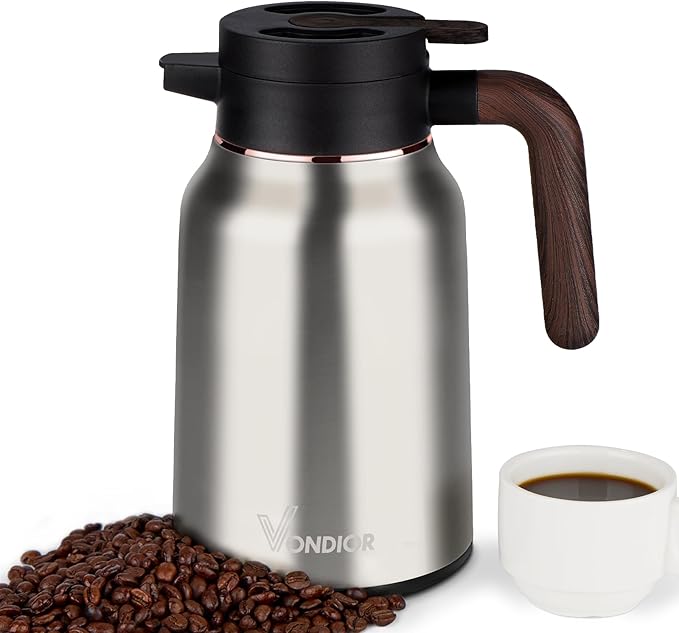 Vondior Coffee Carafe 35oz/1.0L - 24Hours Coffee Thermal- Insulated 304 Stainless Steel Hot Beverage Dispenser - Thermal Coffee Carafes For Keeping Hot/Cold Coffee Drink Dispenser for Parties