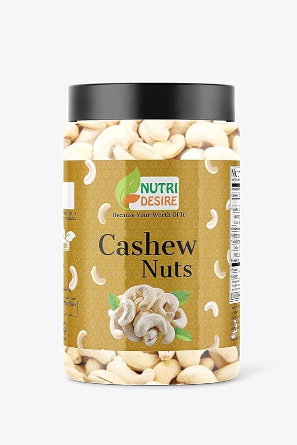 Nutri Desire Combo Pack of 1kg California Almonds &amp Cashew Nuts|Kaju 500 gms Each Total 1 Kg [Jar Pack]