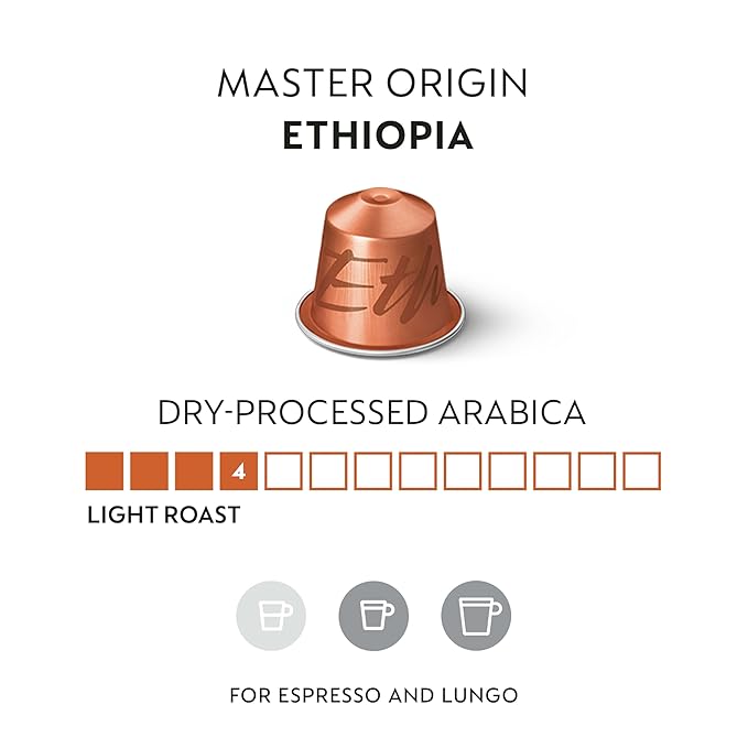 Nespresso Capsules Original Line Ethiopia Master OriginMild Roast Coffee 50 Count Coffee Pods