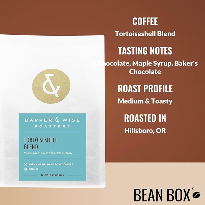 Tortoiseshell Blend - Roasted by Dapper &amp Wise - Whole Bean Coffee - 12 Ounce Bag