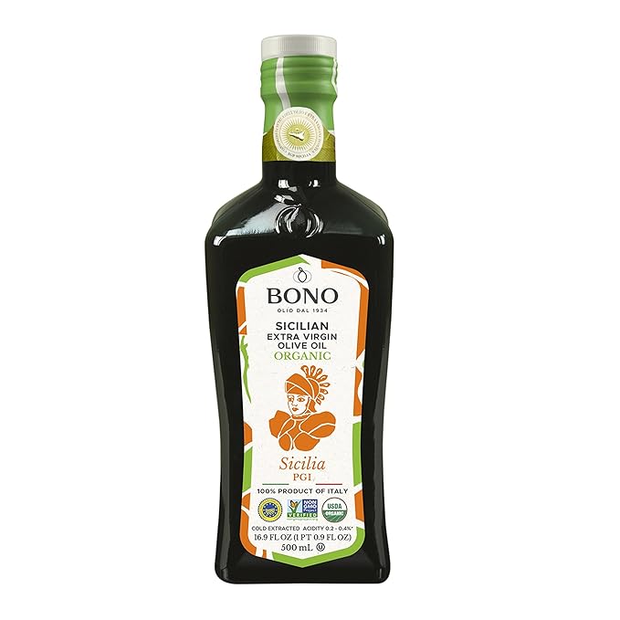 Bono Sicilian Extra Virgin Olive Oil | Organic | Sicilia PGI | 100% Italian Extra Virgin Olive Oil 16.9 oz