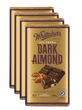 Whittaker's Dark Almond Chocolate Block 250g (Pack of 4) （Made in New Zealand）